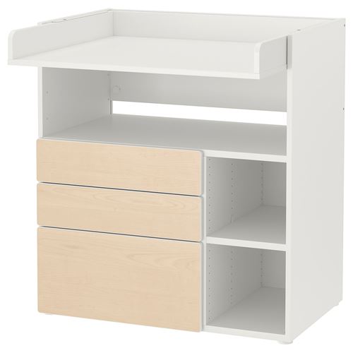 IKEA - SMASTAD, changing table, white/birch, 90x79x100 cm