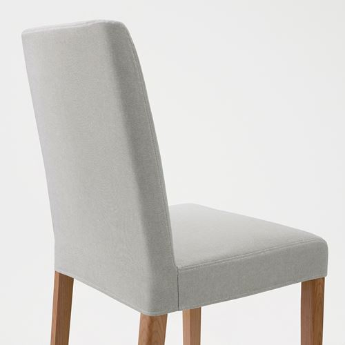 IKEA - BERGMUND, upholstered wooden chair, oak effect-orrsta light grey