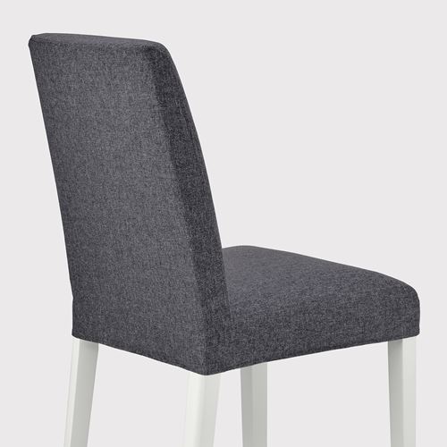 IKEA - BERGMUND, upholstered wooden chair, white-gunnared medium grey