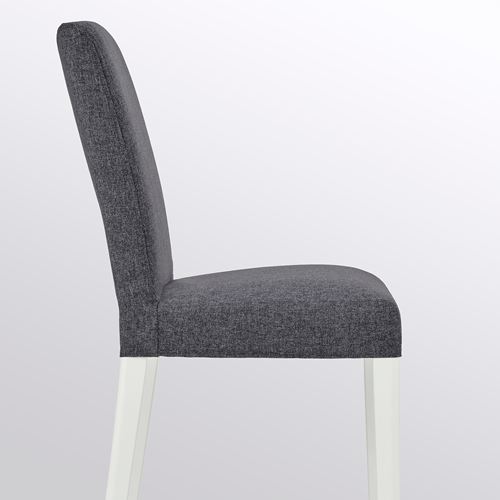 IKEA - BERGMUND, upholstered wooden chair, white-gunnared medium grey