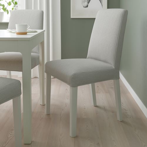 IKEA - BERGMUND, upholstered wooden chair, white/Orrsta light grey