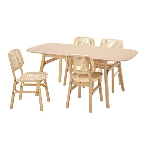 IKEA - VOXLÖV, dining set, bamboo, 4 chairs