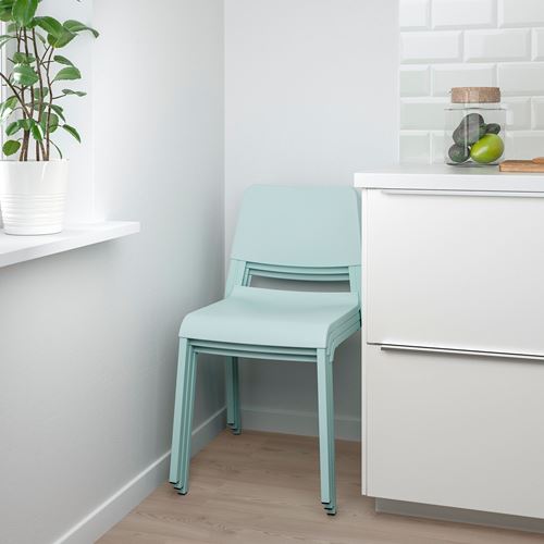 IKEA - TEODORES, plastic chair, light turquoise