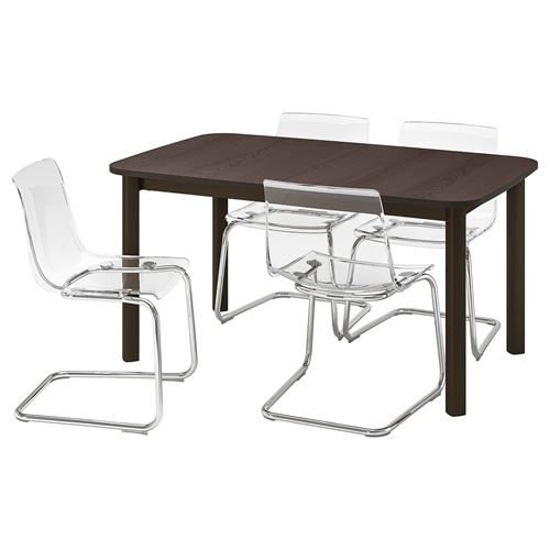 IKEA - STRANDTORP/TOBIAS, dining set, brown-transparent, 4 chairs