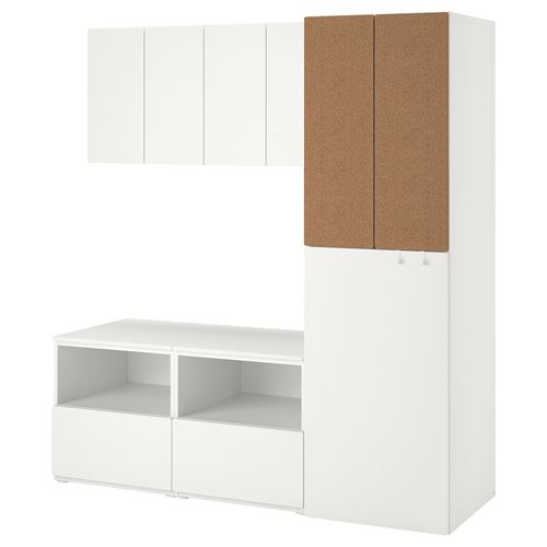 IKEA - PLATSA/SMASTAD, çocuk dolap kombinasyonu, beyaz-mantar, 180x57x196 cm