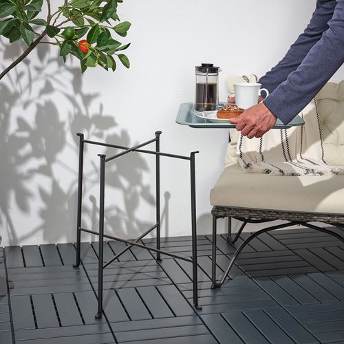 IKEA - KUNGSHATT, pedestal table, grey, 56x36 cm
