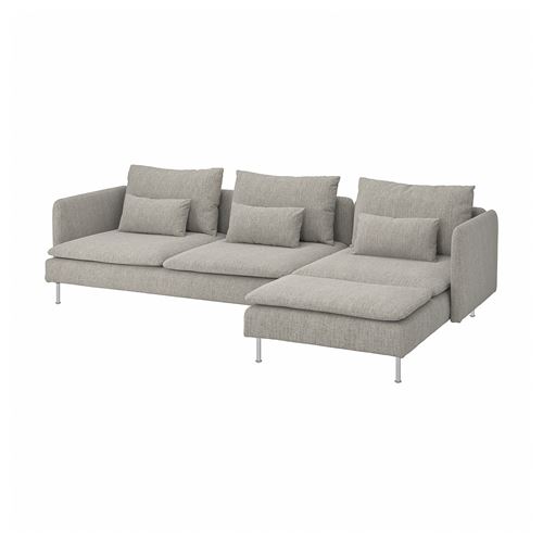 IKEA - SÖDERHAMN, 3-seat sofa and chaise longue, Viarp Beige-brown