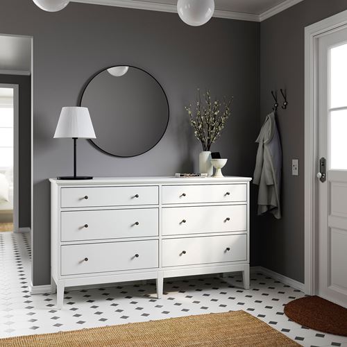 IKEA - IDANAS, chest of 6 drawers, white, 162x95 cm