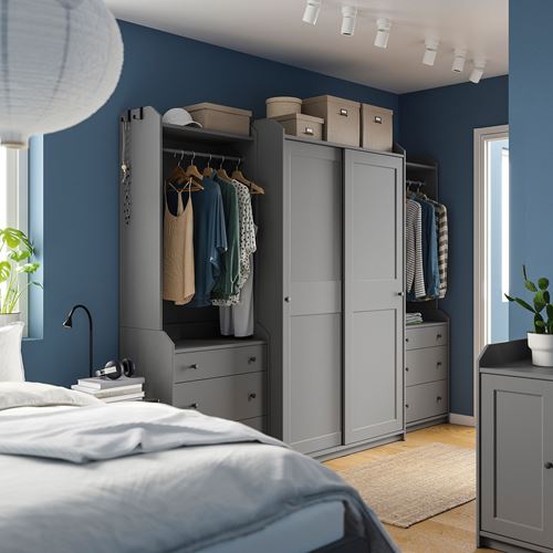 IKEA - HAUGA, wardrobe, grey, 258x55x199 cm