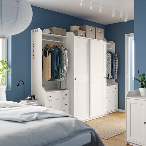 IKEA - HAUGA, wardrobe, white, 258x55x199 cm