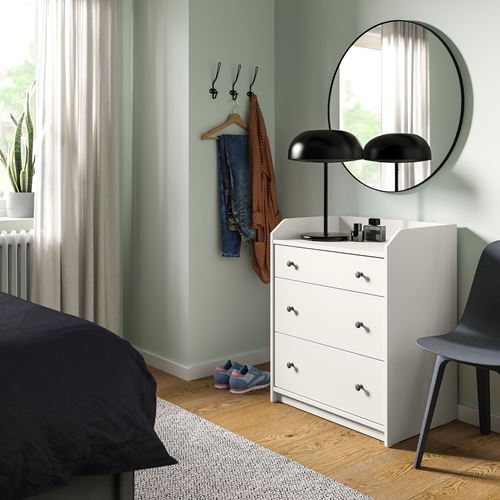 IKEA - HAUGA, bedroom furniture combination, lofallet beige-white, 140x200 cm