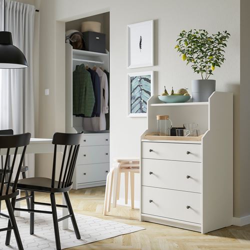 IKEA - HAUGA, chest of 3 drawers, white, 70x116 cm