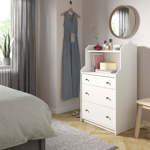 IKEA - HAUGA, chest of 3 drawers, white, 70x116 cm