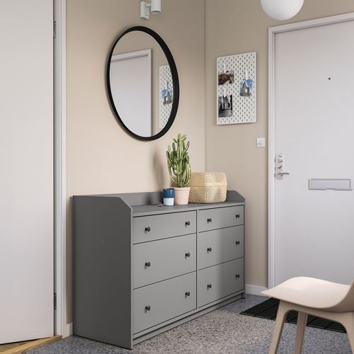 IKEA - HAUGA, chest of 6 drawers, grey, 138x84 cm