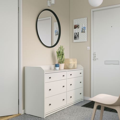 IKEA - HAUGA, chest of 6 drawers, white, 138x84 cm