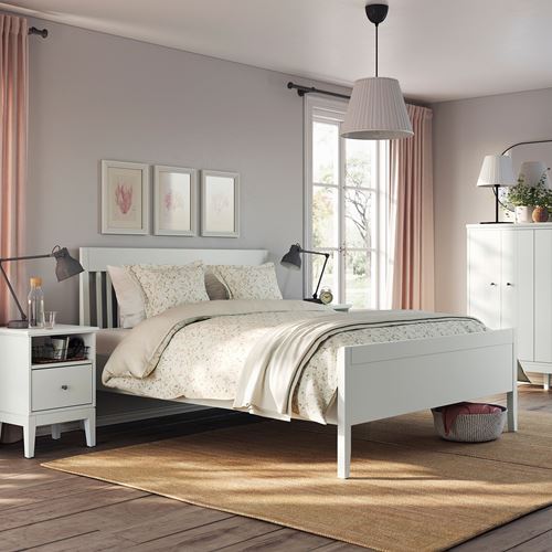 IKEA - IDANAS/LÖNSET, double bed, white, 160x200 cm