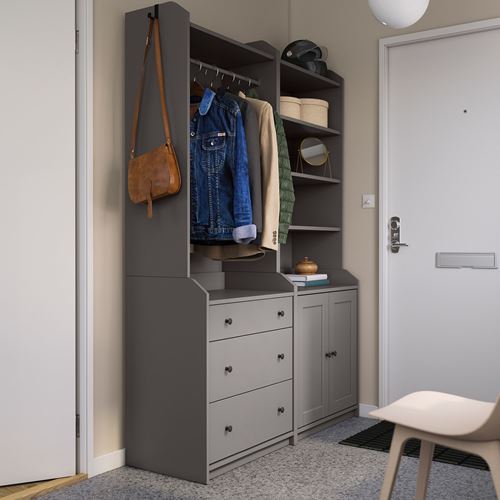 IKEA - HAUGA, storage combination, grey, 139x46x199 cm