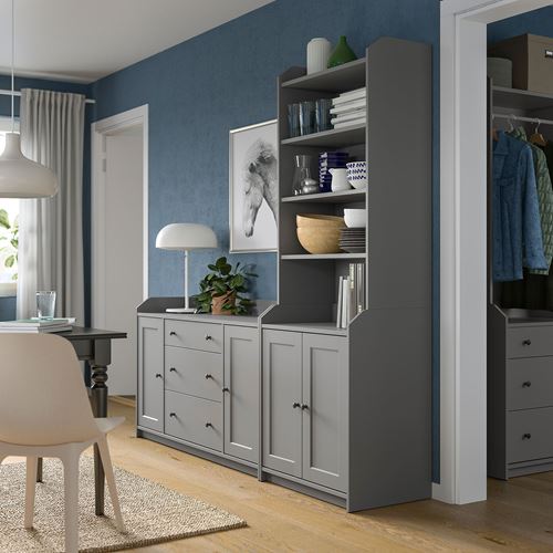 IKEA - HAUGA, storage combination, grey, 210x46x199 cm