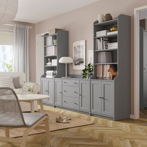 IKEA - HAUGA, storage combination, grey, 279x46x199 cm