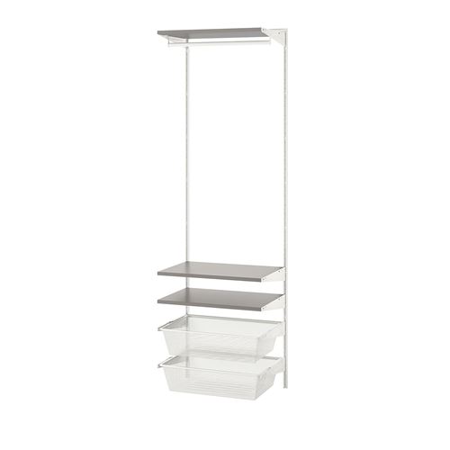 IKEA - BOAXEL, shelving unit, white/grey, 62x40x201 cm