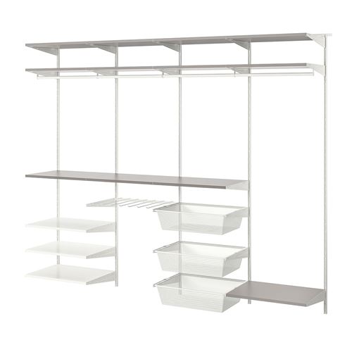 IKEA - BOAXEL, raf ünitesi, beyaz-gri, 250x40x201 cm