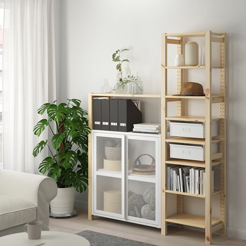 IKEA - IVAR, shelving unit with cabinet, pine/white, 134x30x179 cm