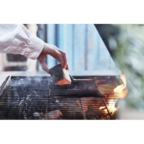 IKEA - GRILLSKAR, kitchen sink unit and charcoal barbecue, stainless steel/black, 258x147 cm