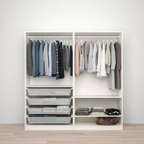 IKEA - PAX/FARDAL/AHEIM, PAX gardırop, parlak cila beyaz-ayna, 200x60x201 cm