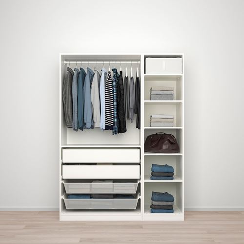 IKEA - PAX/FARDAL/AHEIM, PAX wardrobe, high gloss white-mirror, 150x60x201 cm