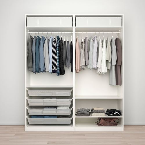 IKEA - PAX/FARDAL/AHEIM, PAX gardırop, parlak cila beyaz-ayna, 200x60x236 cm