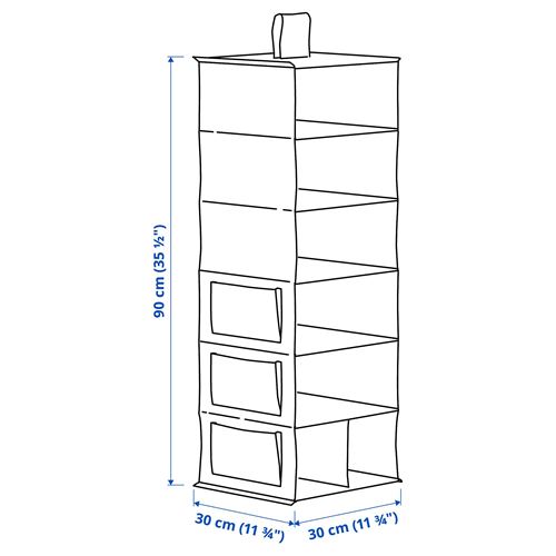 IKEA - BLADDRARE, storage with compartments, grey, 30x30x90 cm