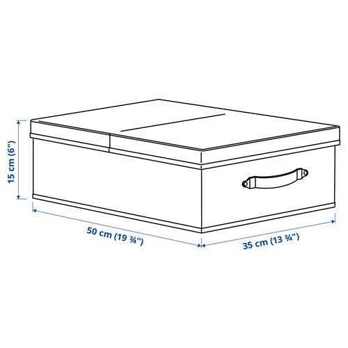 IKEA - BLADDRARE, kapaklı kutu, gri, 35x50x15 cm