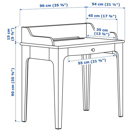 IKEA - LOMMARP/BJÖRKBERGET, desk, chair and storage combination, blue/green