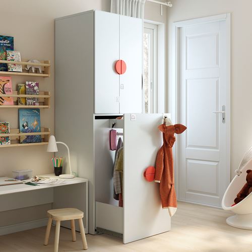 IKEA - SMASTAD, children's wardrobe, white/birch, 60x57x196 cm