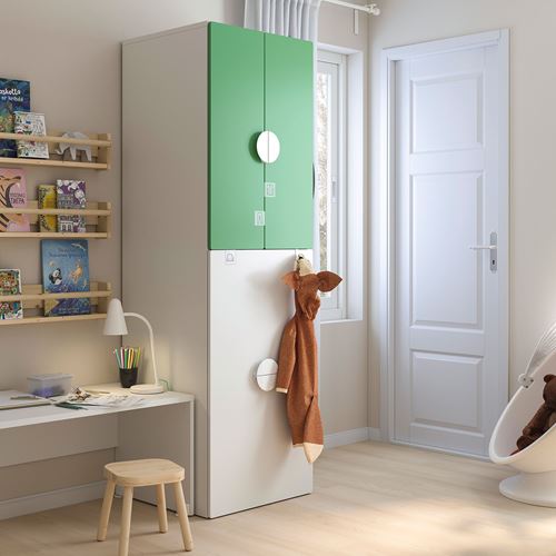 IKEA - SMASTAD, children's wardrobe, white/green, 60x57x196 cm