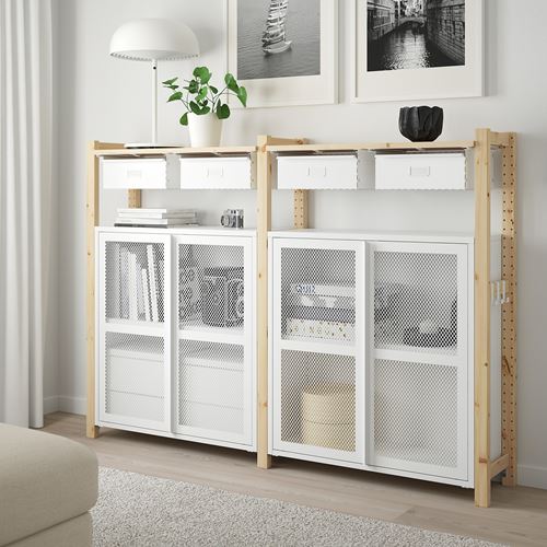 IKEA - IVAR, dolaplı raf ünitesi, çam-beyaz, 175x30x124 cm