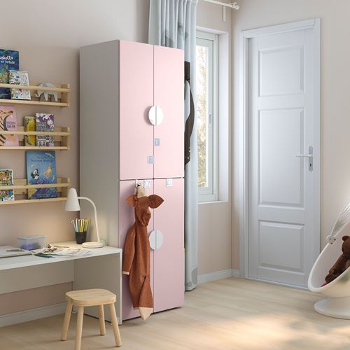 IKEA - PLATSA/SMASTAD, children's wardrobe, white/pale pink, 60x40x180 cm