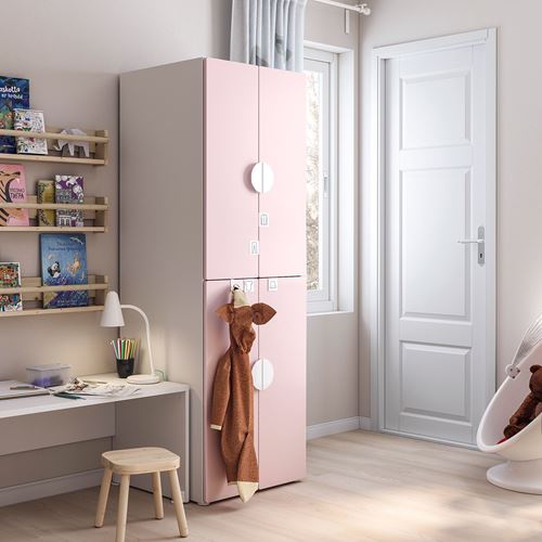 IKEA - PLATSA/SMASTAD, children's wardrobe, white/pale pink, 60x57x181 cm