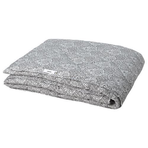IKEA - LAGBJÖRK, double duvet, dark grey-white, light warm