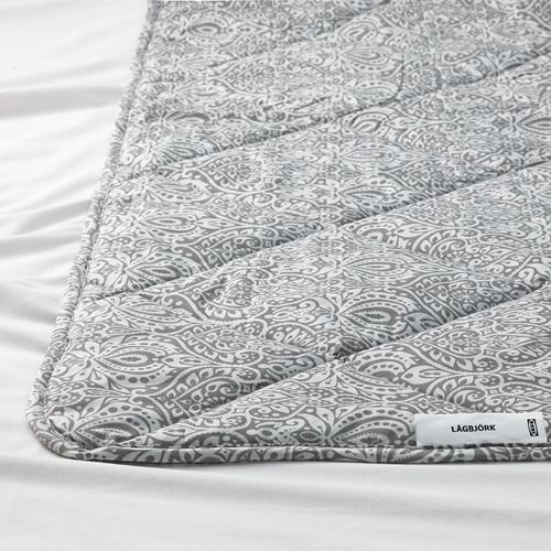 IKEA - LAGBJÖRK, double duvet, dark grey-white, light warm