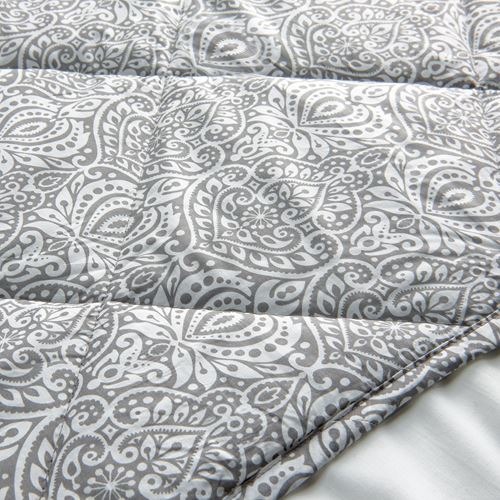 IKEA - LAGBJÖRK, double duvet, dark grey-white, light warm