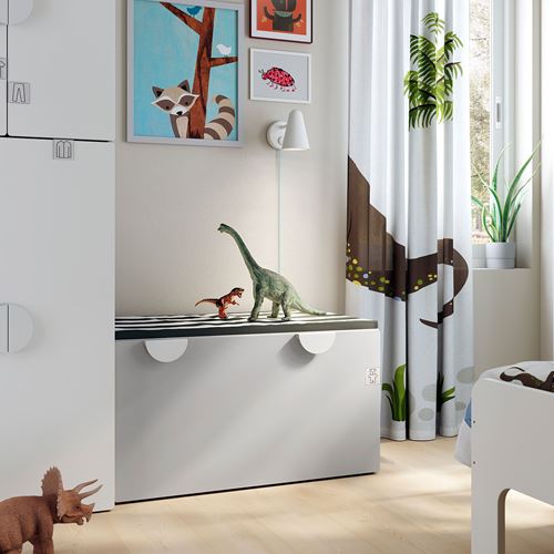 IKEA - SMASTAD, storage unit-bench, white/grey, 90x50x48 cm