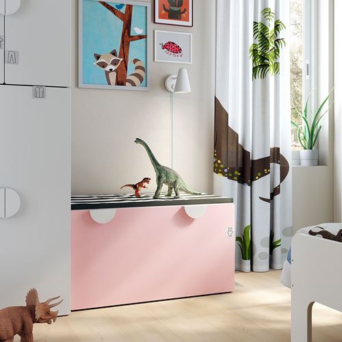 IKEA - SMASTAD, storage unit-bench, white/pale pink, 90x50x48 cm