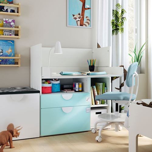 IKEA - SMASTAD, changing table, white/turquoise, 90x79x100 cm