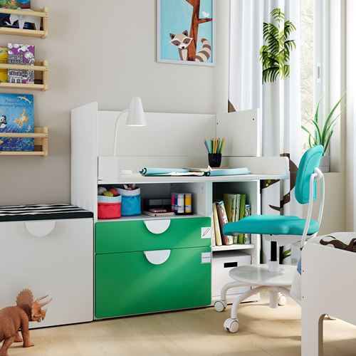 IKEA - SMASTAD, kid's desk, white/green, 90x79x100 cm