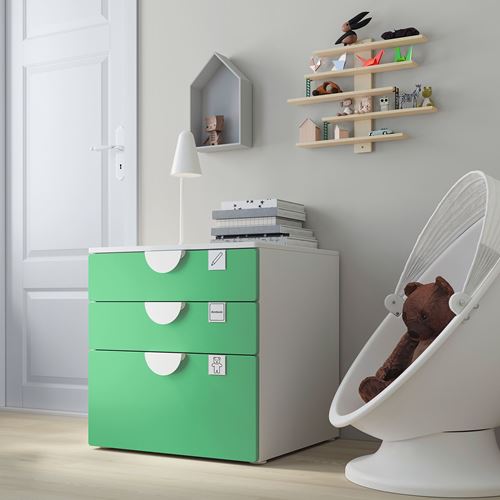 IKEA - PLATSA/SMASTAD, children's chest of drawers, white/green, 60x55x63 cm