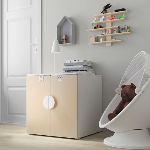 IKEA - PLATSA/SMASTAD, children's cabinet, white/birch, 60x55x63 cm