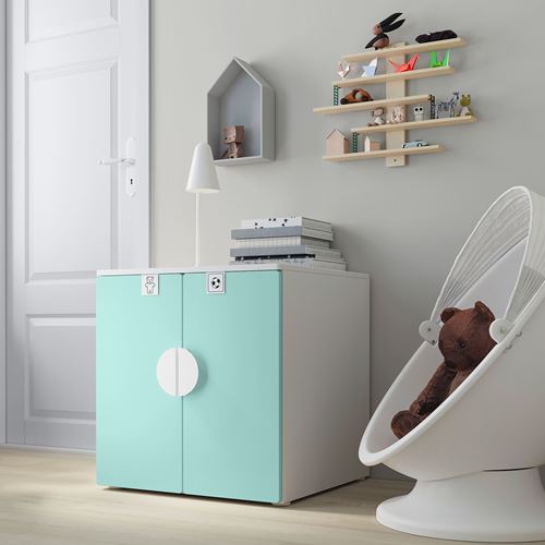 IKEA - PLATSA/SMASTAD, children's cabinet, white/turquoise, 60x55x63 cm