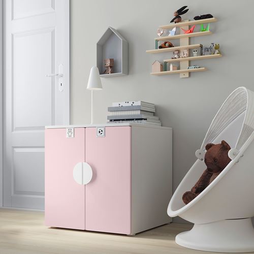 IKEA - PLATSA/SMASTAD, children's cabinet, white/pale pink, 60x55x63 cm