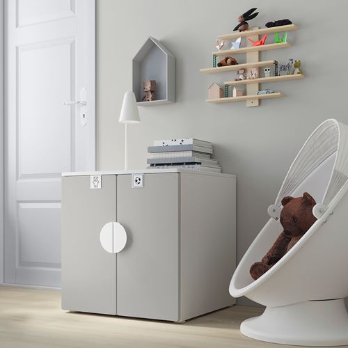 IKEA - PLATSA/SMASTAD, children's cabinet, white/grey, 60x55x63 cm